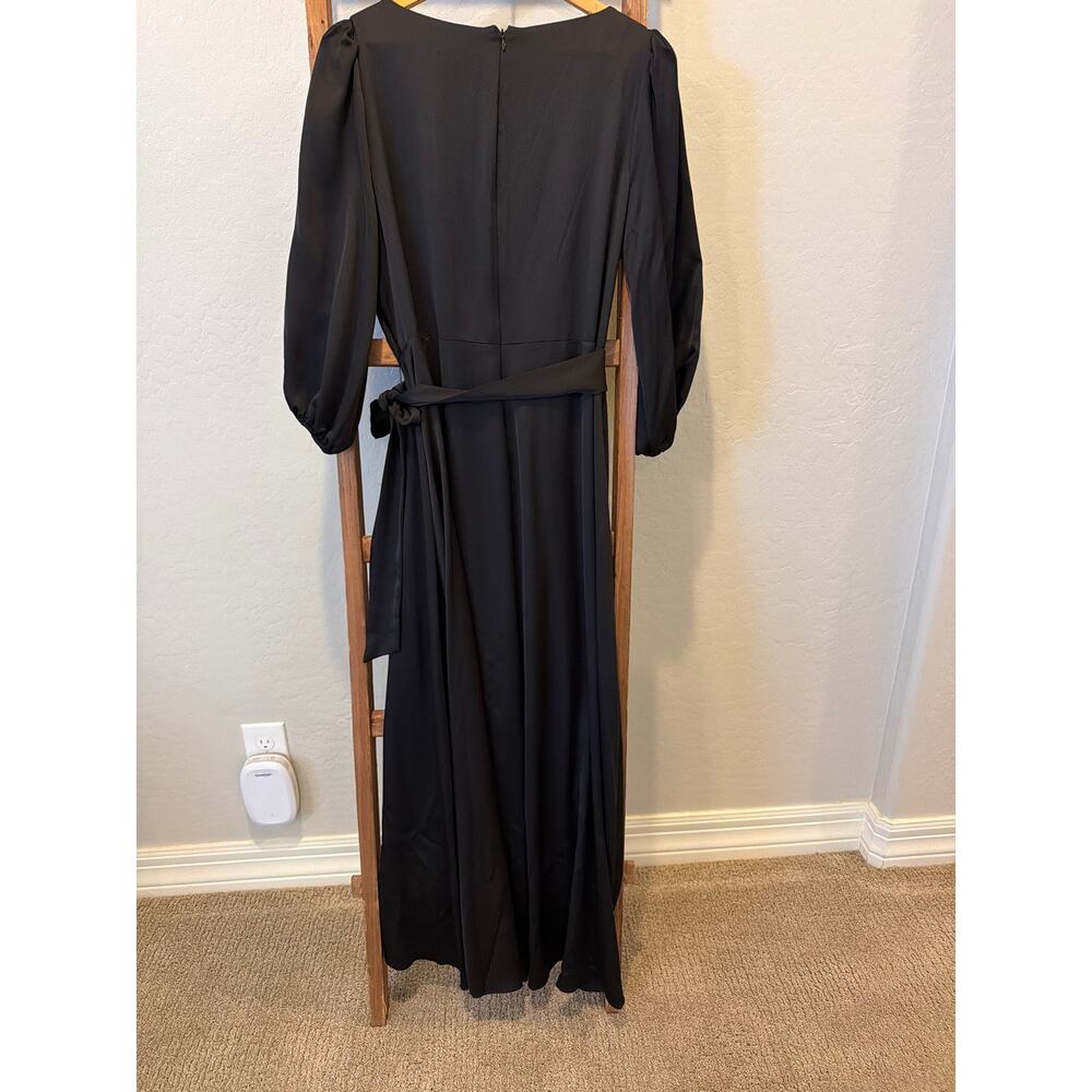 Beautiful Elegant DKNY Black Wrap Ruffle Maxi Dress Size 14 Elegant Formal - Picture 5 of 6